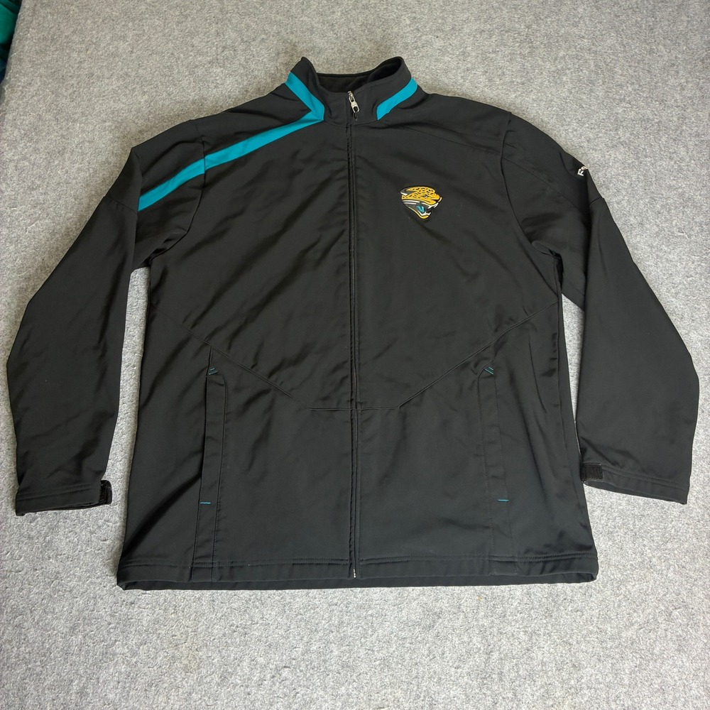 NFL Jacksonville Jaguars Mens Black Full Zip Softshell Jacket Teal Accents XL